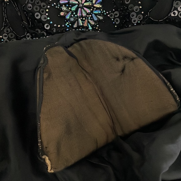 VINTAGE DESIGNER SKC 100% Silk Sequin & Beaded Floral Puff Crop Jacket GATSBY - Picture 8 of 10